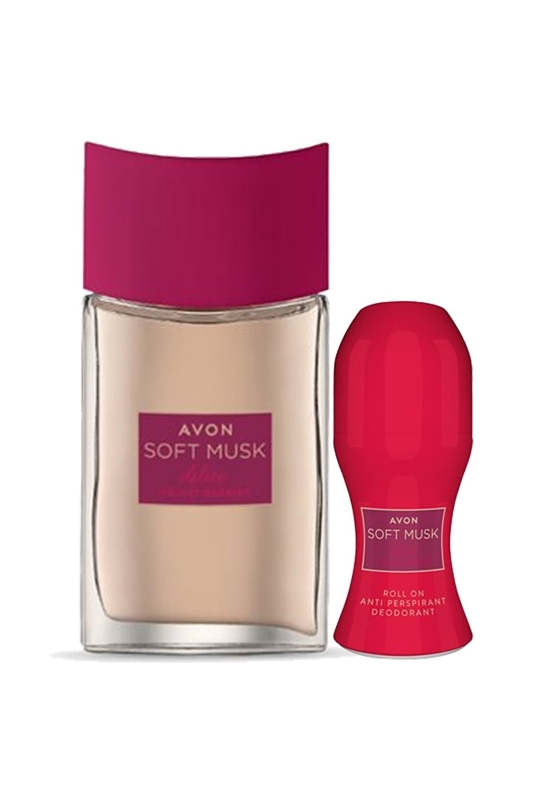 AVON Soft Musk DELICE VELVET BERRIES (2-tlg) Duft-Set mit EdT Spray & Deoroller